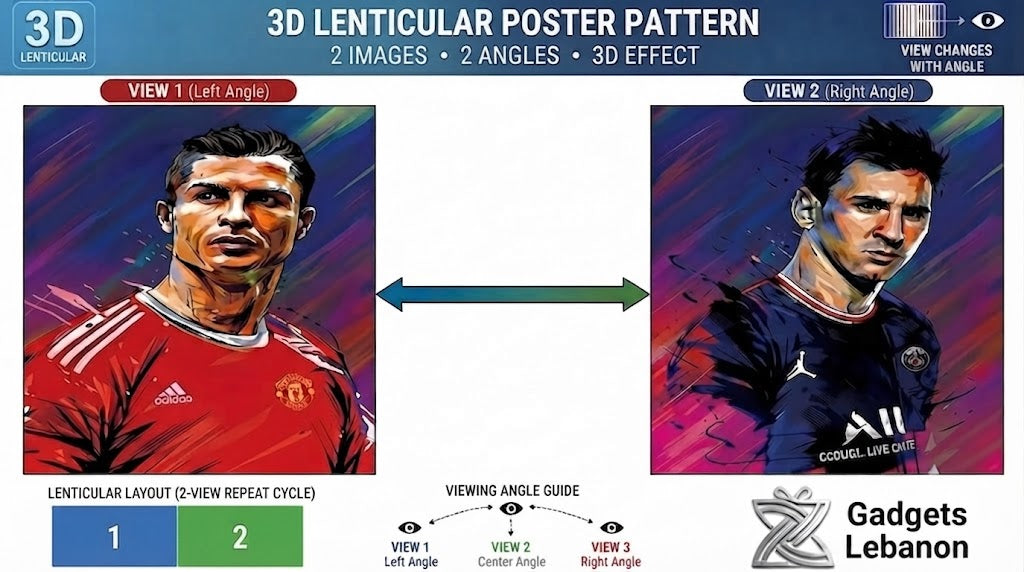 Messi vs. Ronaldo 3D Lenticular Flip Poster – Football Legends Wall Art