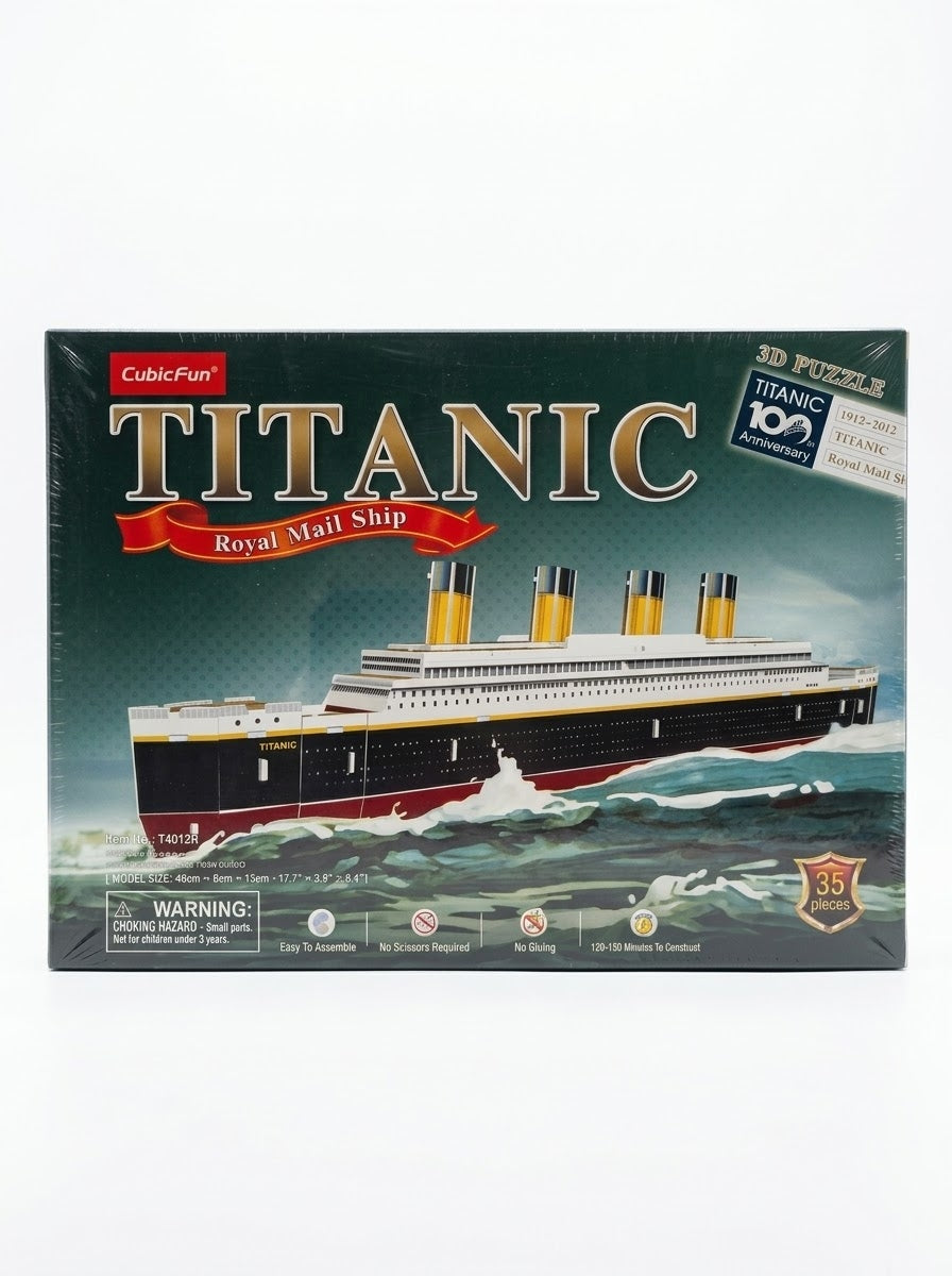CubicFun Titanic Royal Mail Ship 35-piece 3D puzzle box (Item T4012R) with no glue or scissors required, sold by Gadgets Lebanon.