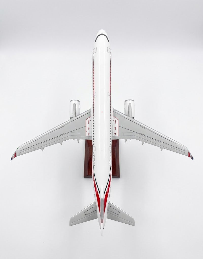 Top-down aerial view of MEA Middle East Airlines Airbus A320 model showcasing wingspan proportions and winglet details.