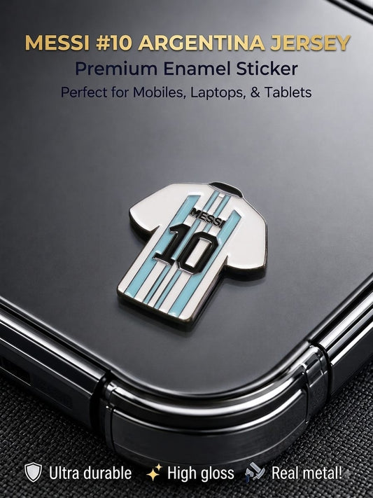 Lionel Messi #10 Argentina national football jersey premium metal enamel sticker on phone case