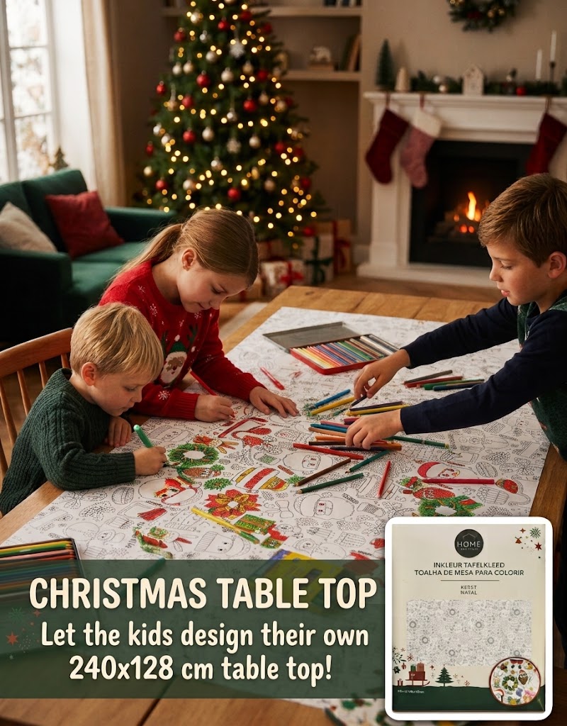 Home Creation Christmas Coloring Tablecloth (240x128 cm) – Giant Color-In Holiday Activity Table Cover in Lebanon