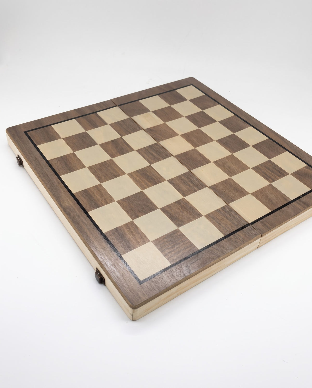 Premium 15-inch veneer inlay folding wooden chessboard for chess and checkers, order online in Lebanon with nationwide delivery.