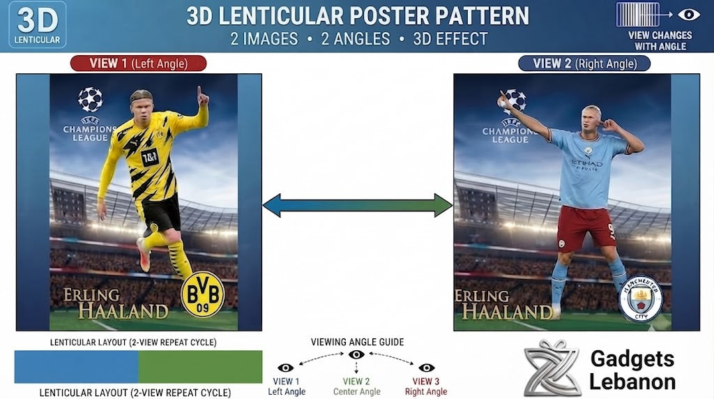 Erling Haaland 3D Lenticular Poster | Dortmund to Man City Transition