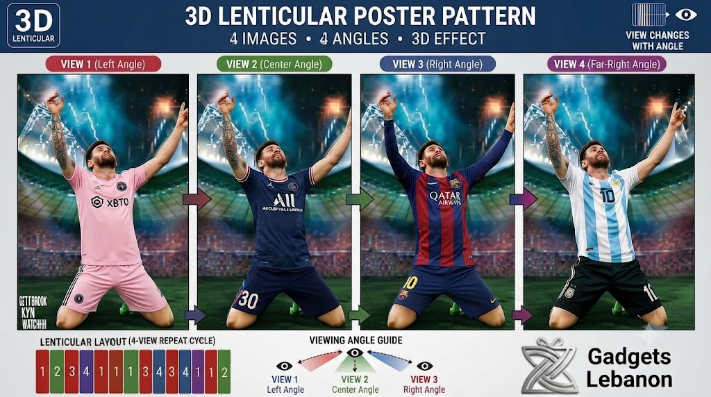 Lionel Messi 3D Lenticular Poster - 4-Angle Motion Transition Wall Art