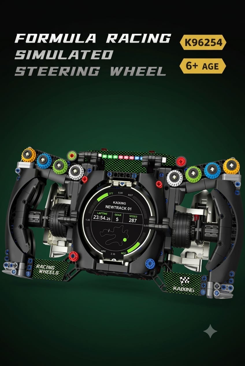 F1 Racing Steering Wheel Building Block Set with Phone Holder & Display Stand
