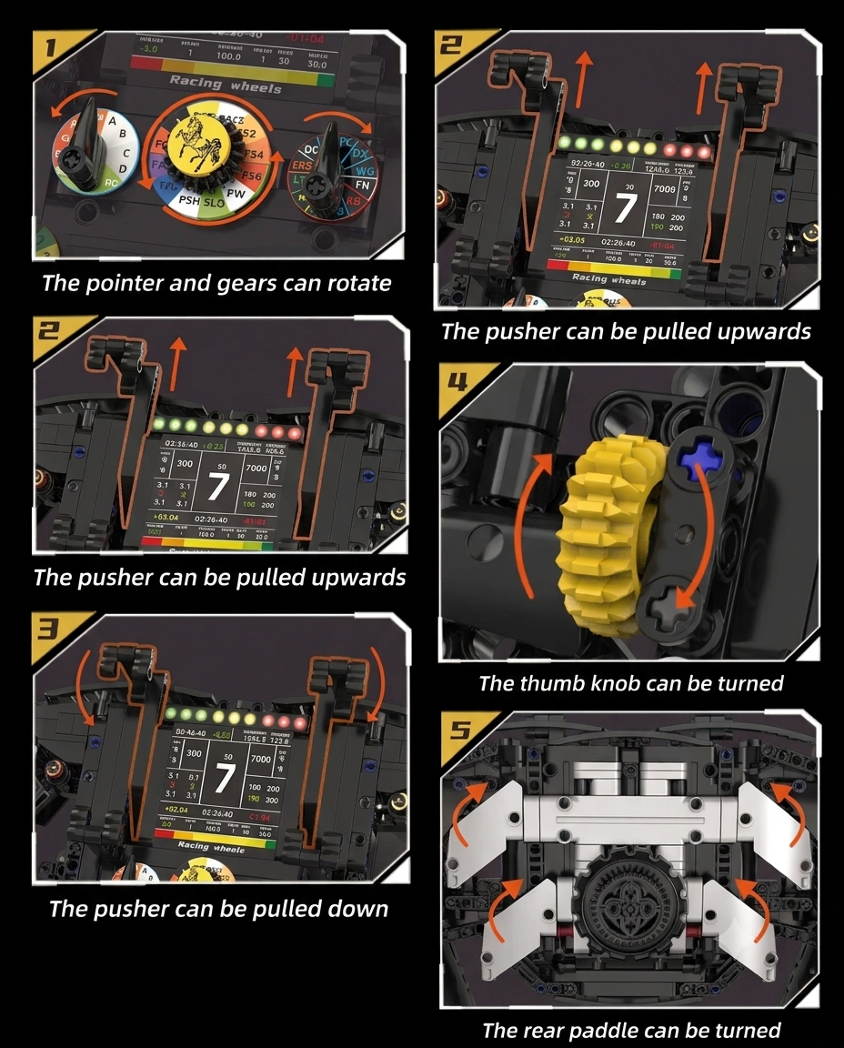 F1 Racing Steering Wheel Building Blocks Set & Desk Phone Holder