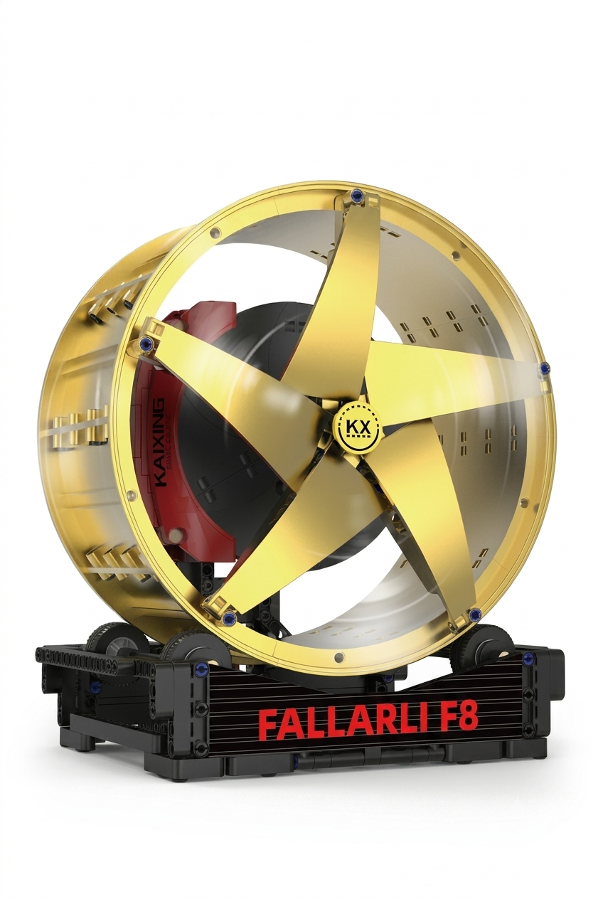 Fallarli F8 supercar gold wheel hub building block set with red brake caliper and display stand