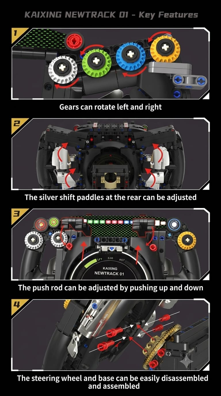 F1 Racing Steering Wheel Building Block Set with Phone Holder & Display Stand