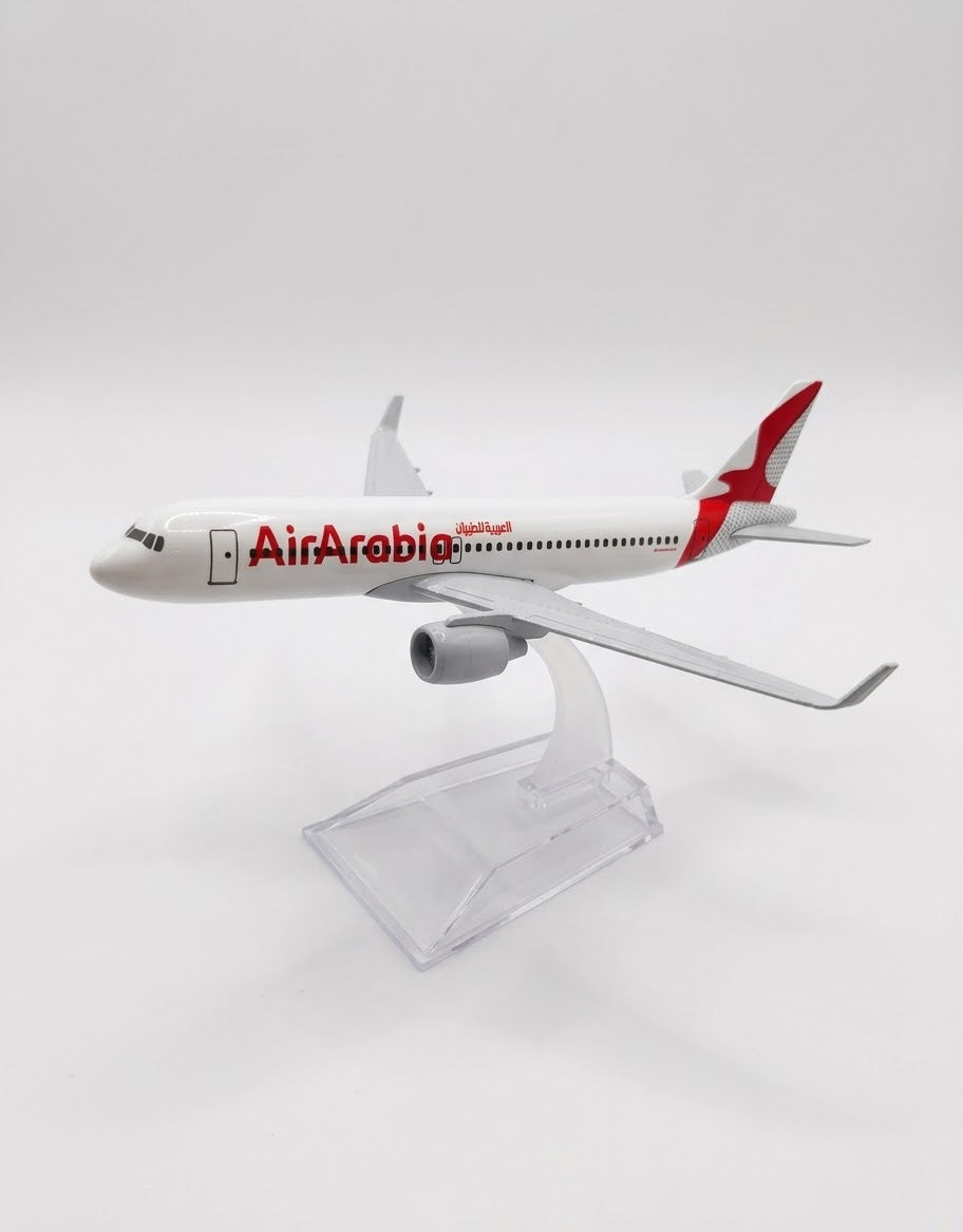 Air Arabia Airbus A320 diecast metal airplane model 16cm with clear acrylic display stand available online in Lebanon