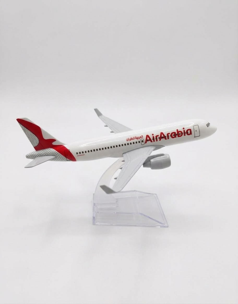 Side profile of Air Arabia livery diecast aircraft model collector aviation gift item in Beirut Lebanon