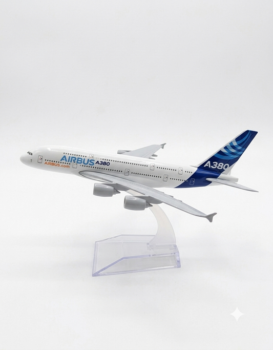 15cm Airbus A380 diecast metal airplane model in signature house livery mounted on a clear acrylic display stand, available in Lebanon.