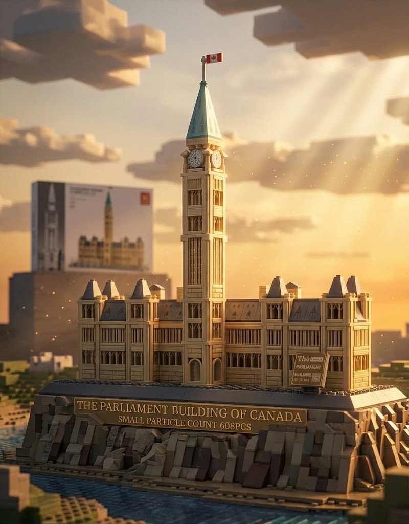 3D rendered presentation of Ottawa Canadian Parliament Hill building block architecture model