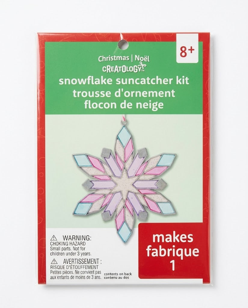 Creatology Christmas snowflake suncatcher DIY craft kit for ages 8 and up, makes one stained-glass style ornament; buy holiday gifts and craft kits online in Lebanon.