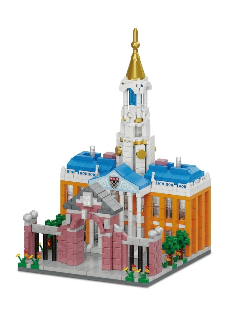 Completed Harvard University clock tower architectural miniature brick model on white background, available for delivery across Lebanon.
