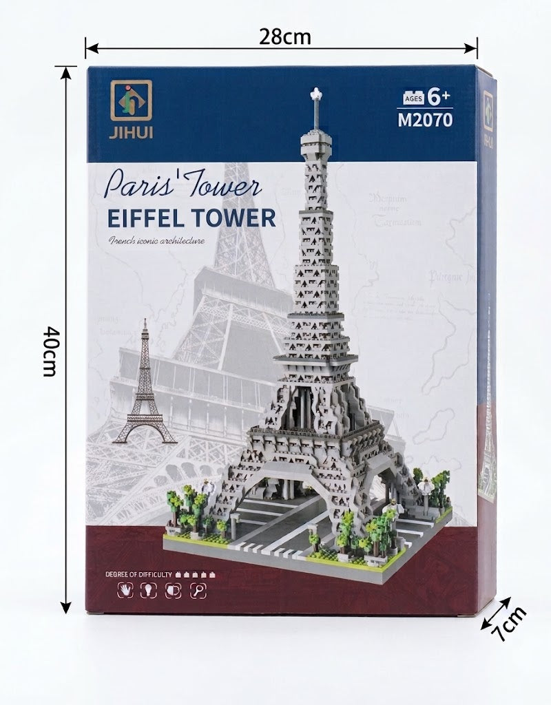 JIHUI M2070 Paris Eiffel Tower building block set retail packaging box with 40x28x7 cm measurements, order online in Lebanon.