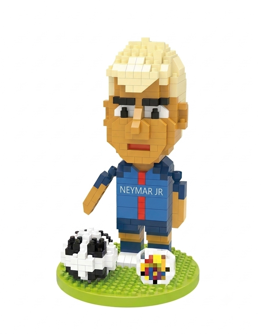 Neymar Jr blonde mini model building blocks football player set with display turf