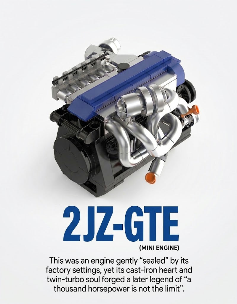 SOKUN 2JZ-GTE mini inline-six turbo engine building block model set for car enthusiasts