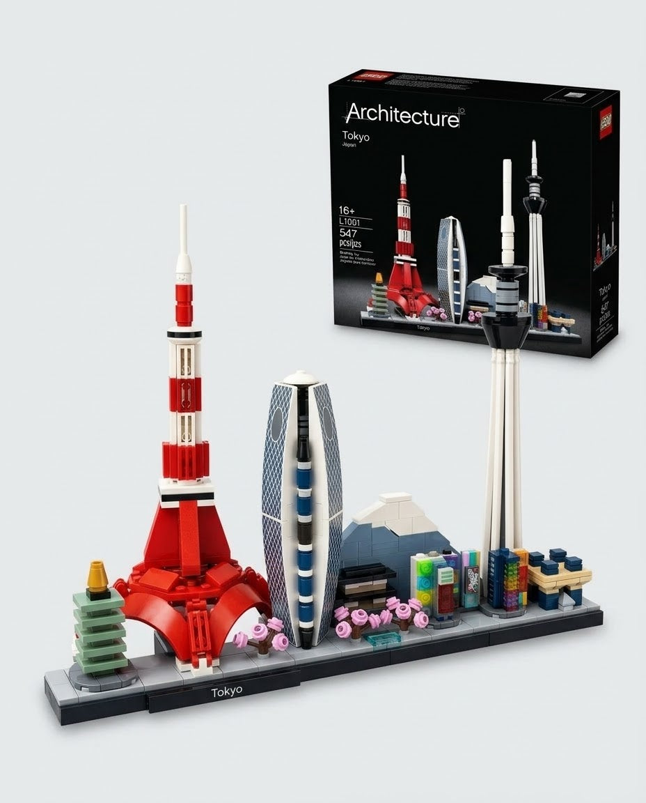 Tokyo Architecture Skyline 547 pcs building blocks set with retail box featuring Tokyo Tower, Mode Gakuen Cocoon Tower, Mount Fuji, and Skytree in Lebanon